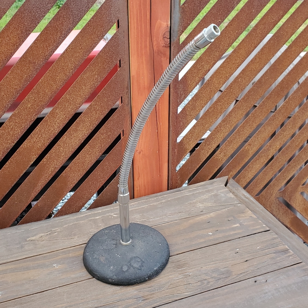 Vintage Microphone stand. 16,16.5" in length. 6" across base. Taiwan.